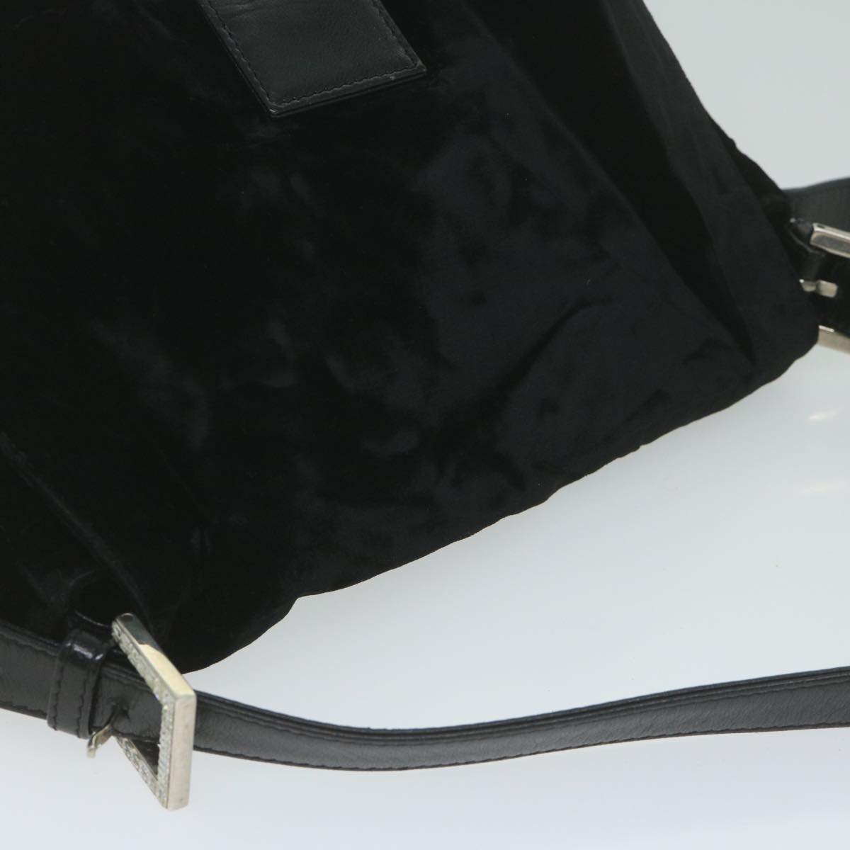 FENDI Mamma Baguette Shoulder Bag Velor Black yk10069