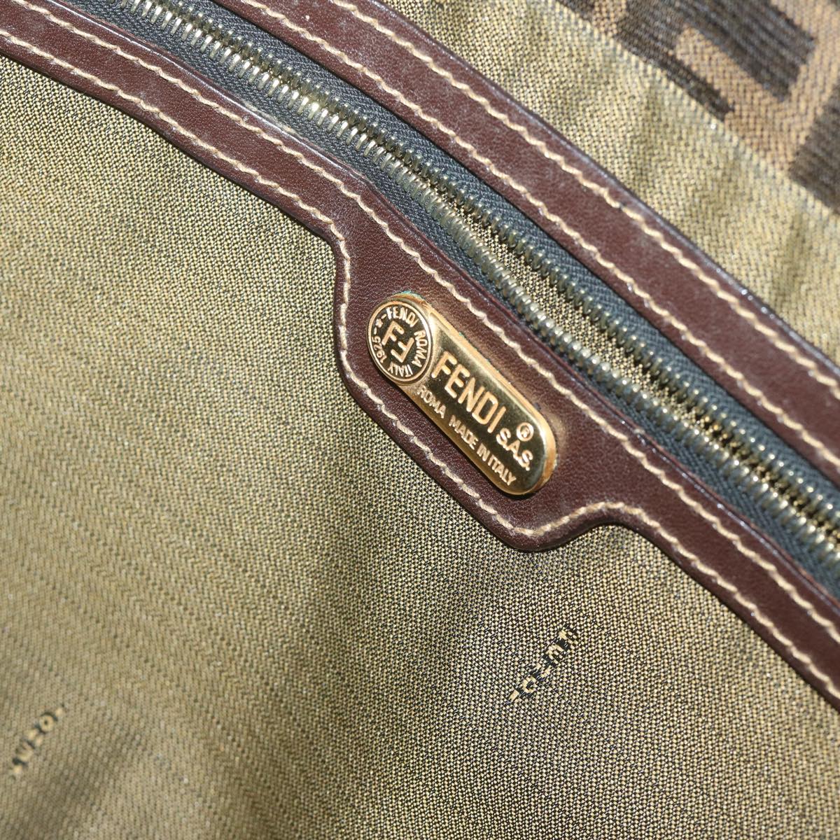 FENDI Zucca Canvas Shoulder Bag Brown Black yk10162