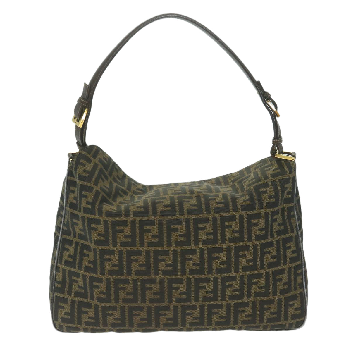 FENDI Zucca Canvas Shoulder Bag Brown Black yk10162