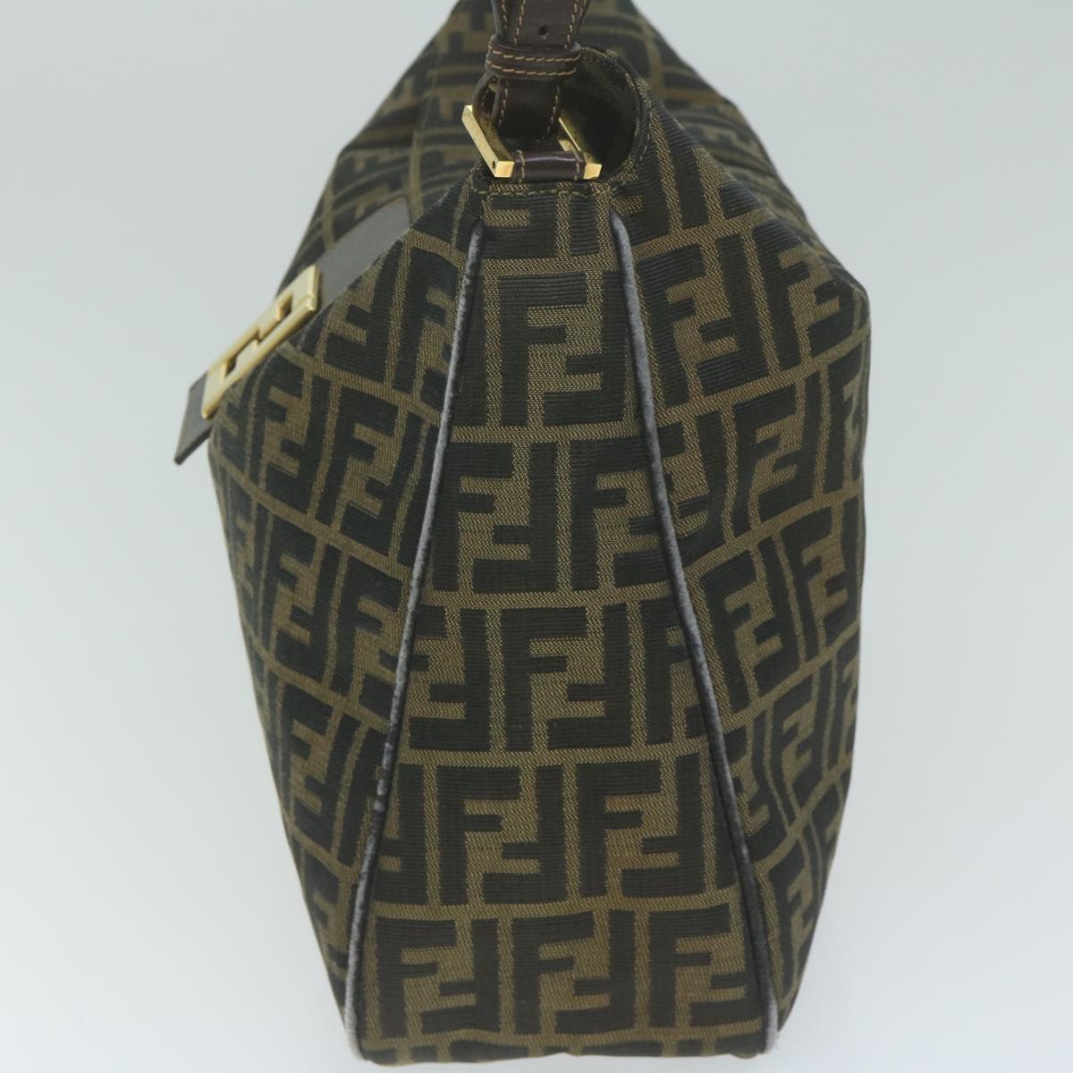 FENDI Zucca Canvas Shoulder Bag Brown Black yk10162