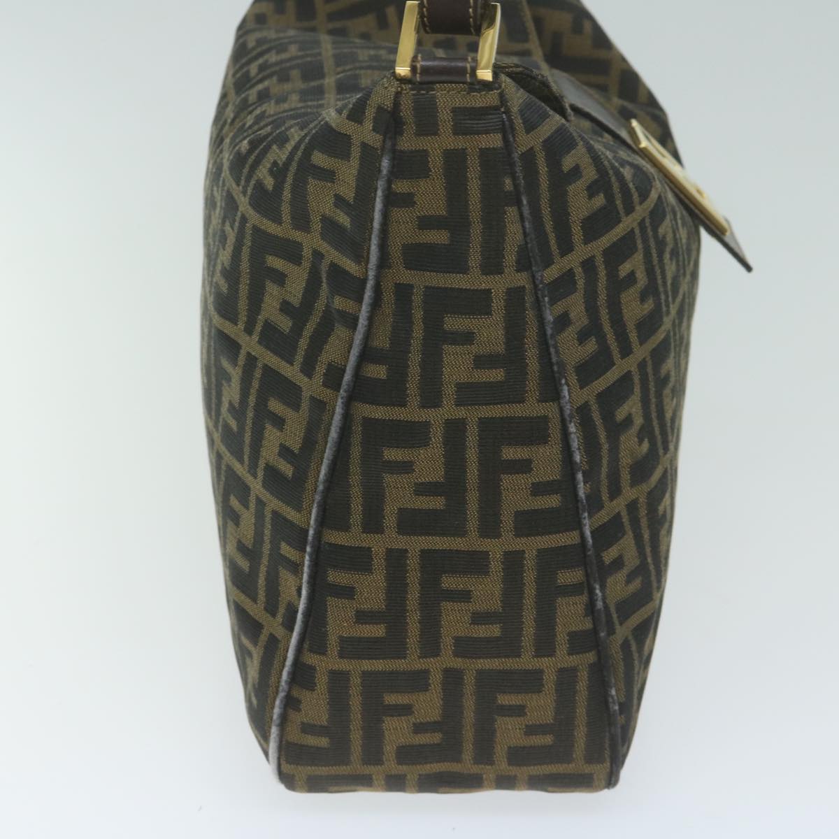 FENDI Zucca Canvas Shoulder Bag Brown Black yk10162