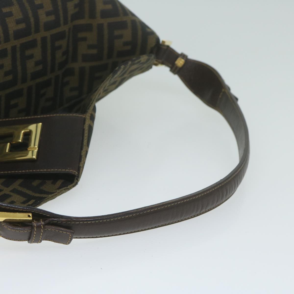 FENDI Zucca Canvas Shoulder Bag Brown Black yk10162