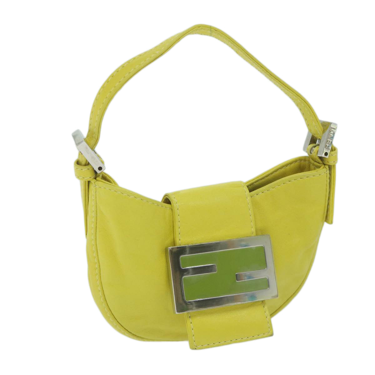 FENDI Mini Croissant Hand Bag Leather Yellow yk10174A