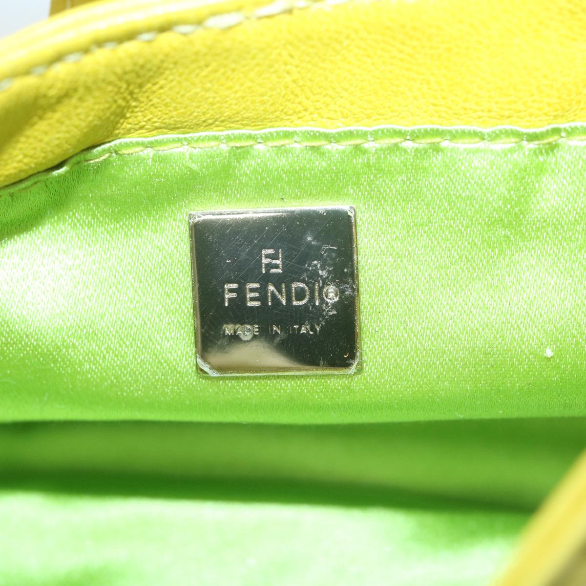 FENDI Mini Croissant Hand Bag Leather Yellow yk10174A
