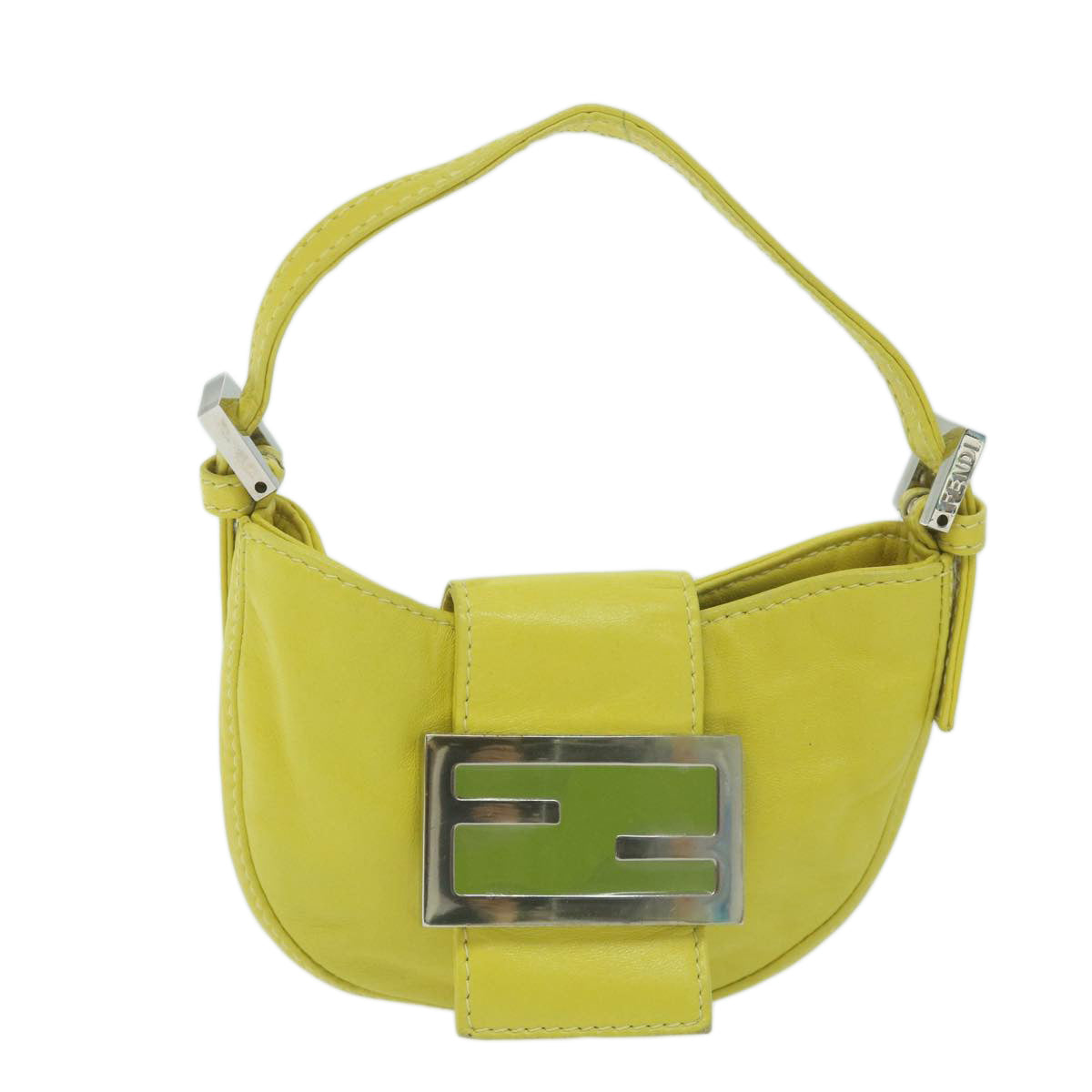 FENDI Mini Croissant Hand Bag Leather Yellow yk10174A