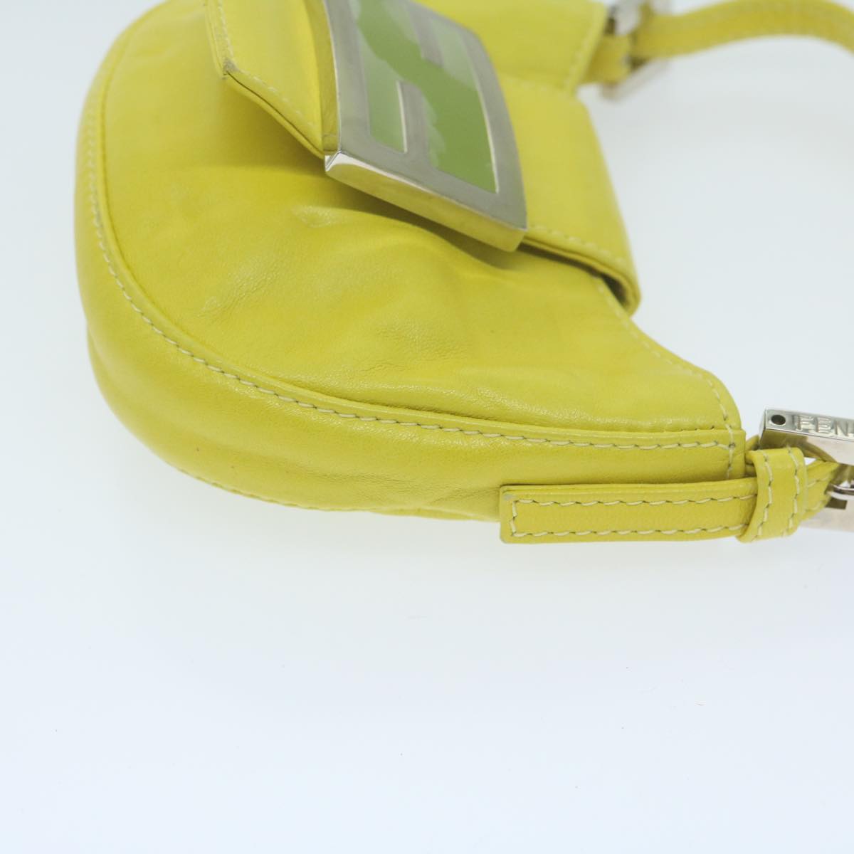 FENDI Mini Croissant Hand Bag Leather Yellow yk10174A