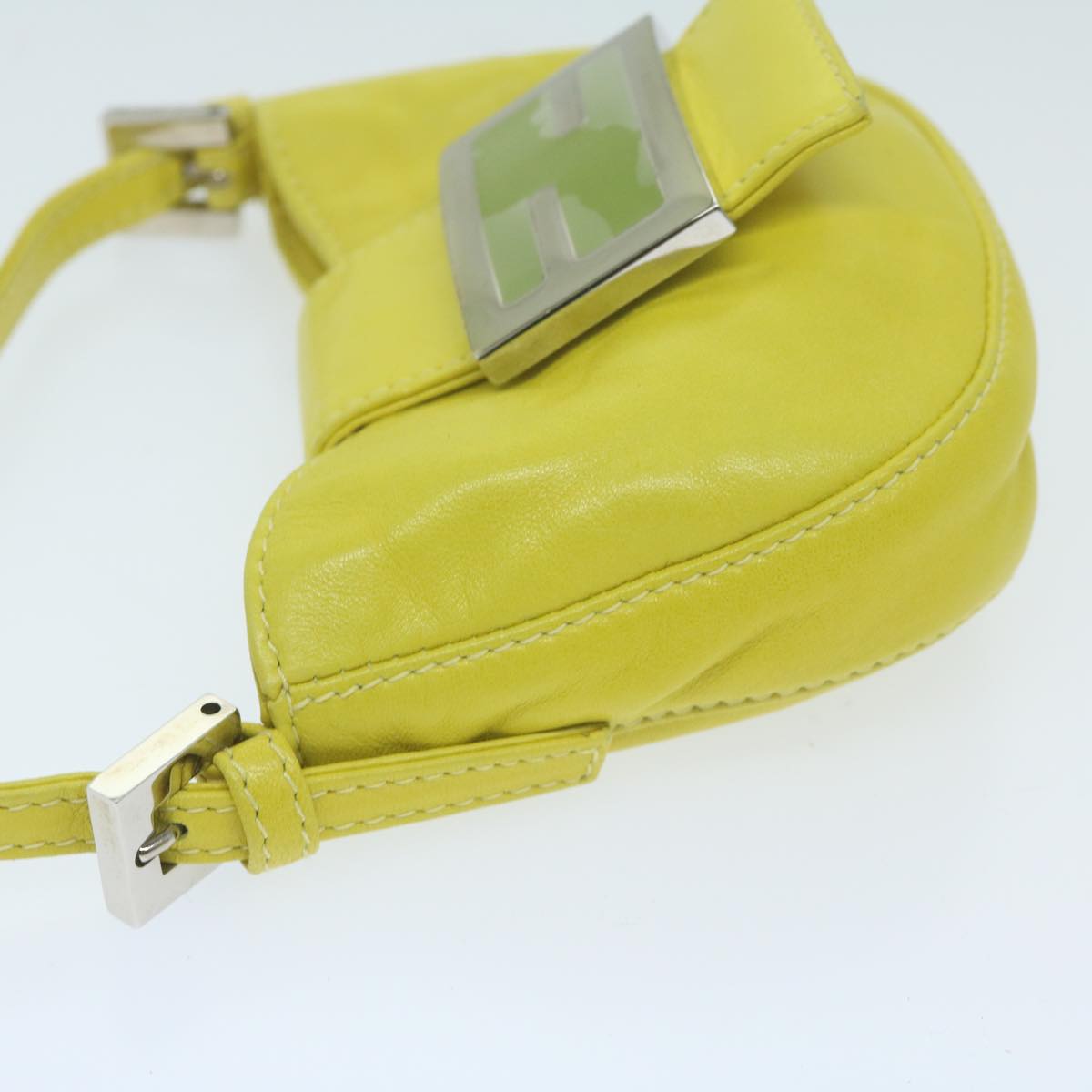 FENDI Mini Croissant Hand Bag Leather Yellow yk10174A
