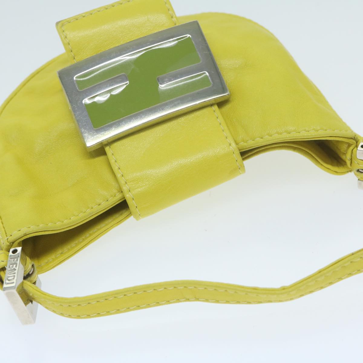 FENDI Mini Croissant Hand Bag Leather Yellow yk10174A