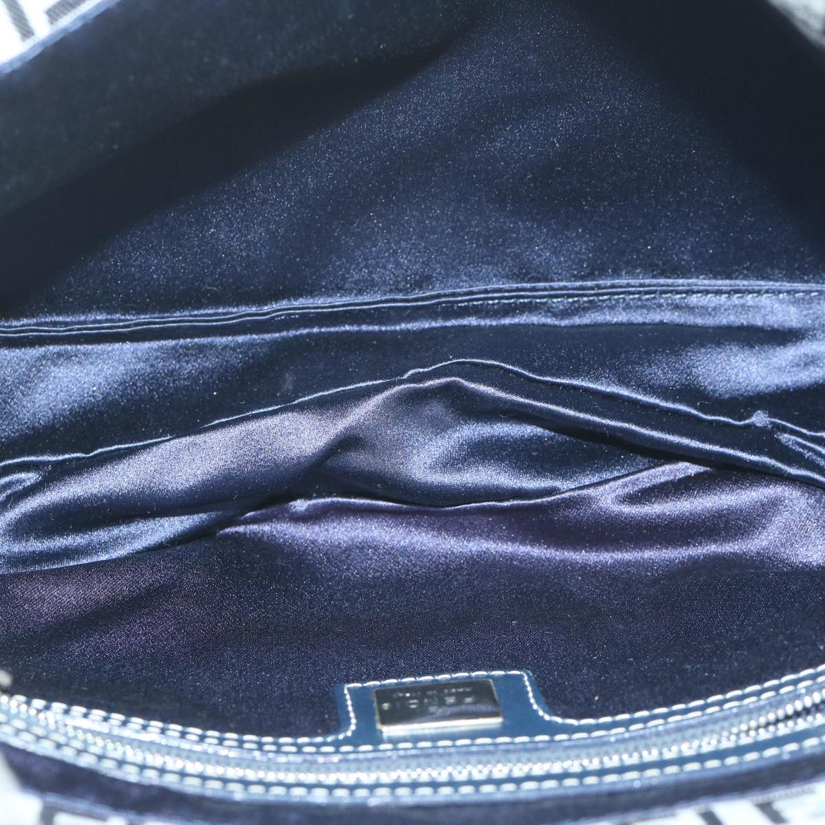 FENDI Zucchino Canvas Mamma Baguette Shoulder Bag Navy yk10215