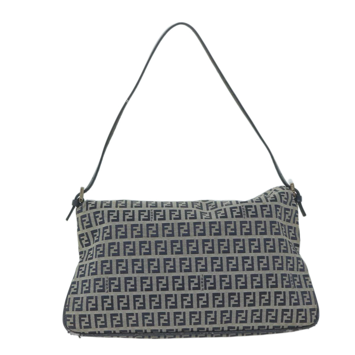 FENDI Zucchino Canvas Mamma Baguette Shoulder Bag Navy yk10215