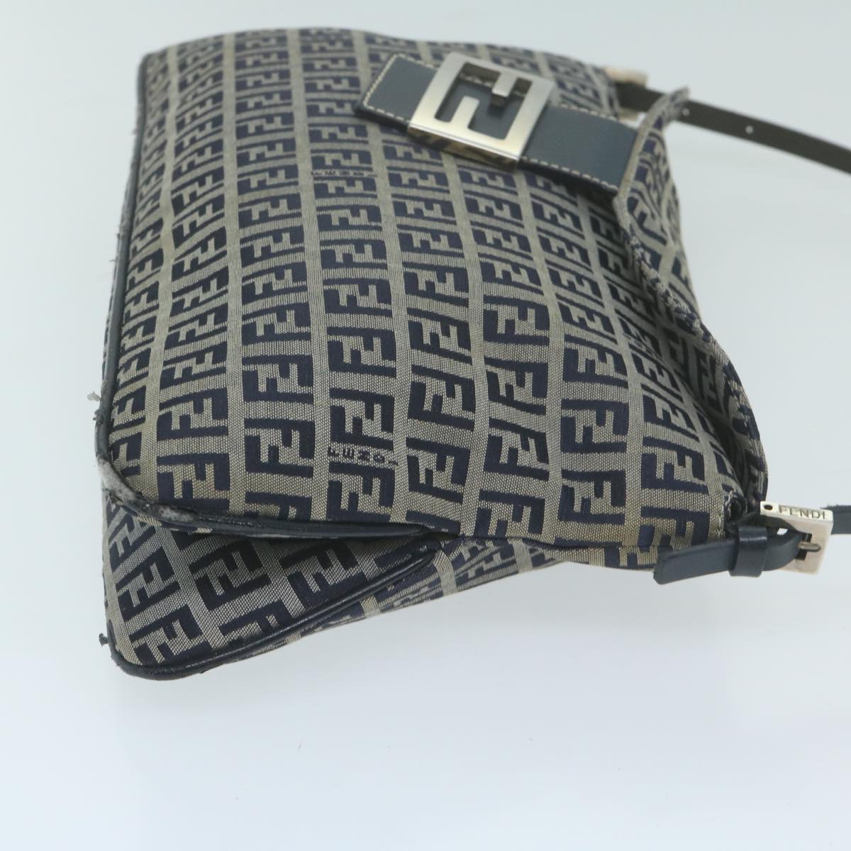 FENDI Zucchino Canvas Mamma Baguette Shoulder Bag Navy yk10215