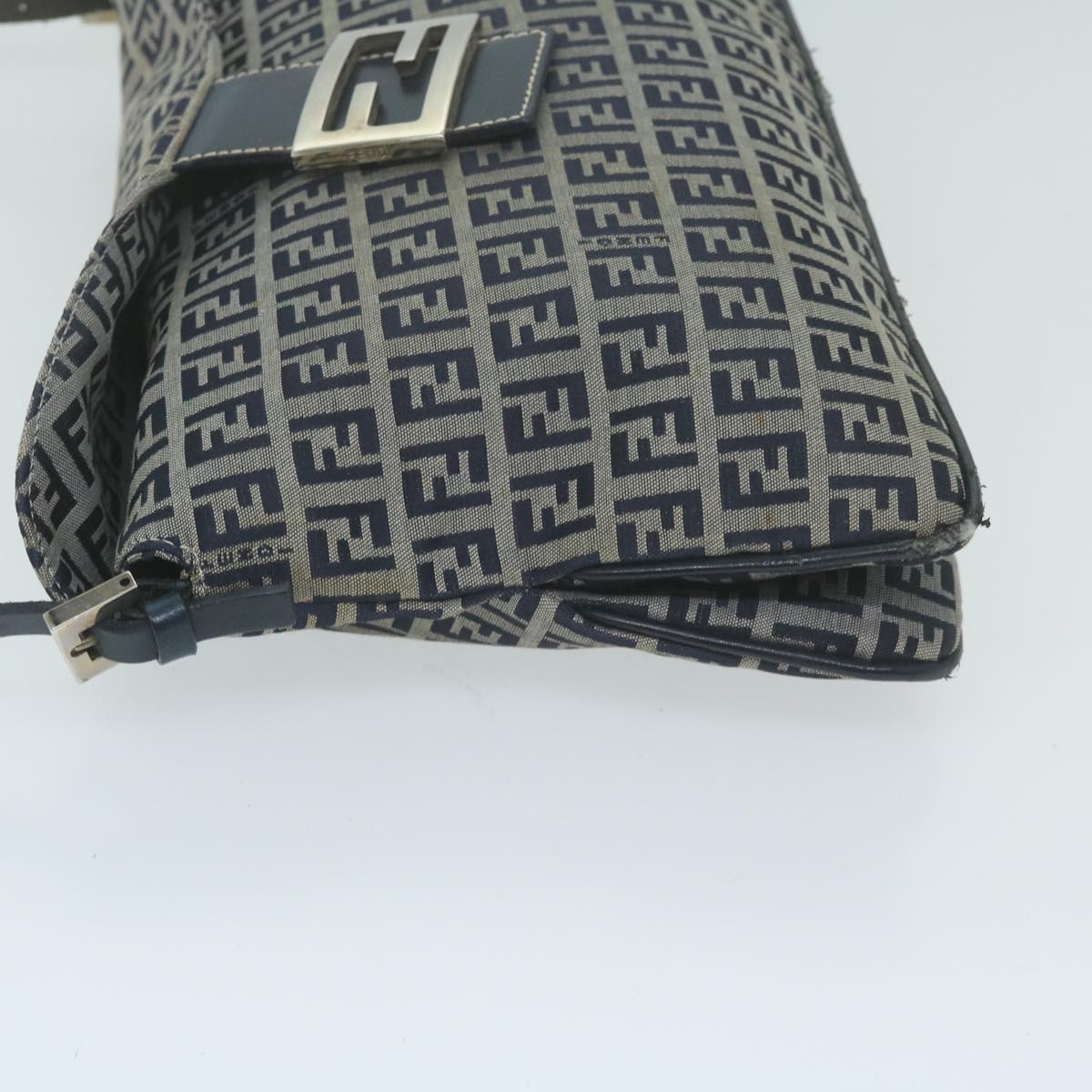 FENDI Zucchino Canvas Mamma Baguette Shoulder Bag Navy yk10215