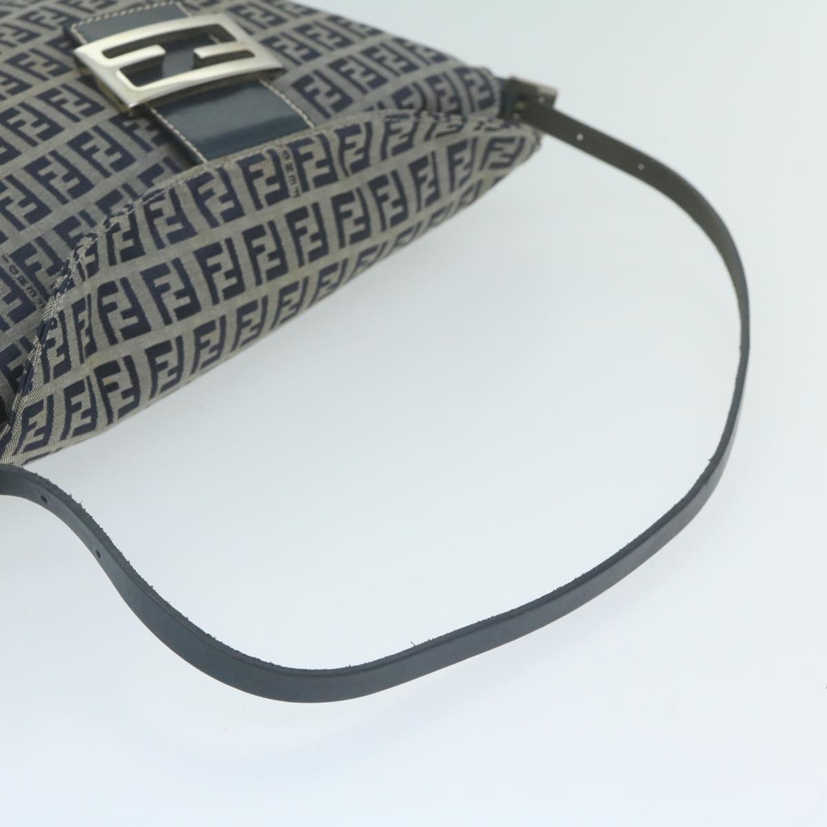 FENDI Zucchino Canvas Mamma Baguette Shoulder Bag Navy yk10215