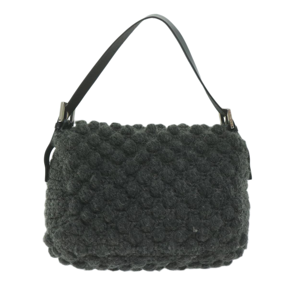 FENDI Mamma Baguette Shoulder Bag Wool Gray yk10246