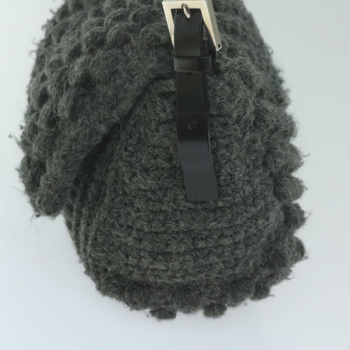 FENDI Mamma Baguette Shoulder Bag Wool Gray yk10246