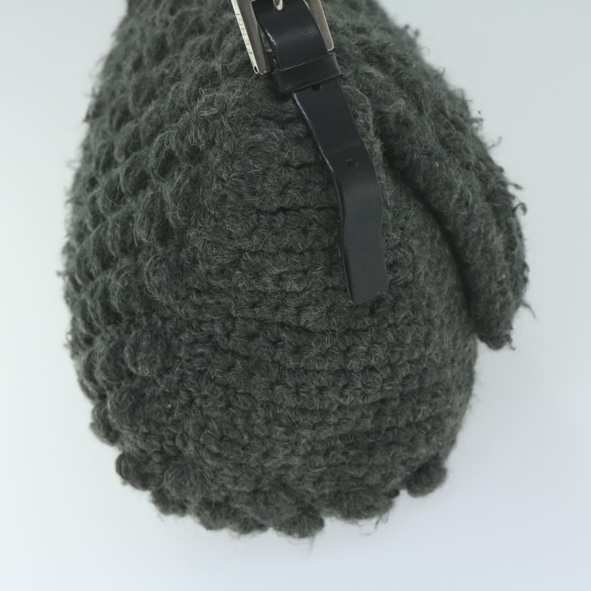 FENDI Mamma Baguette Shoulder Bag Wool Gray yk10246