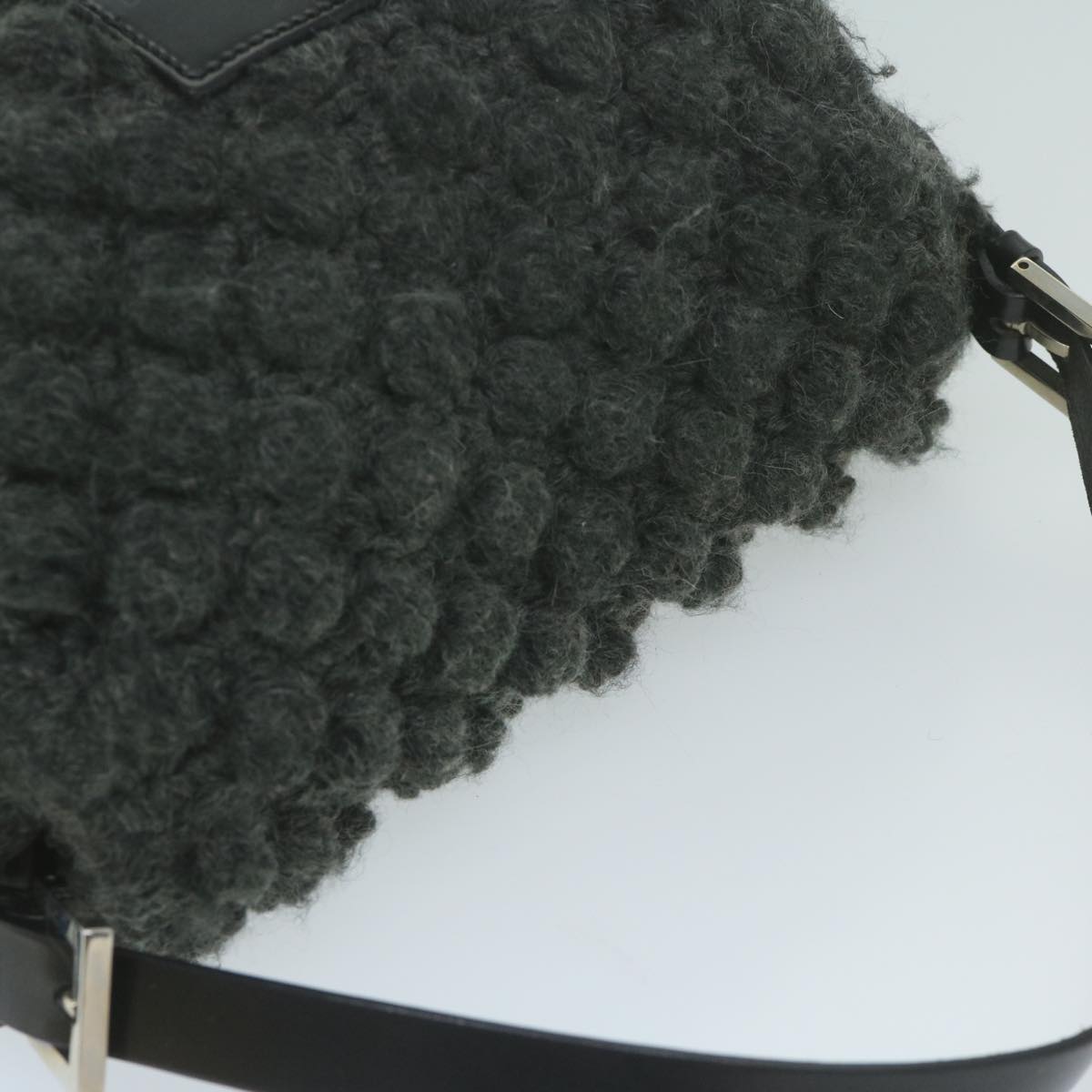 FENDI Mamma Baguette Shoulder Bag Wool Gray yk10246