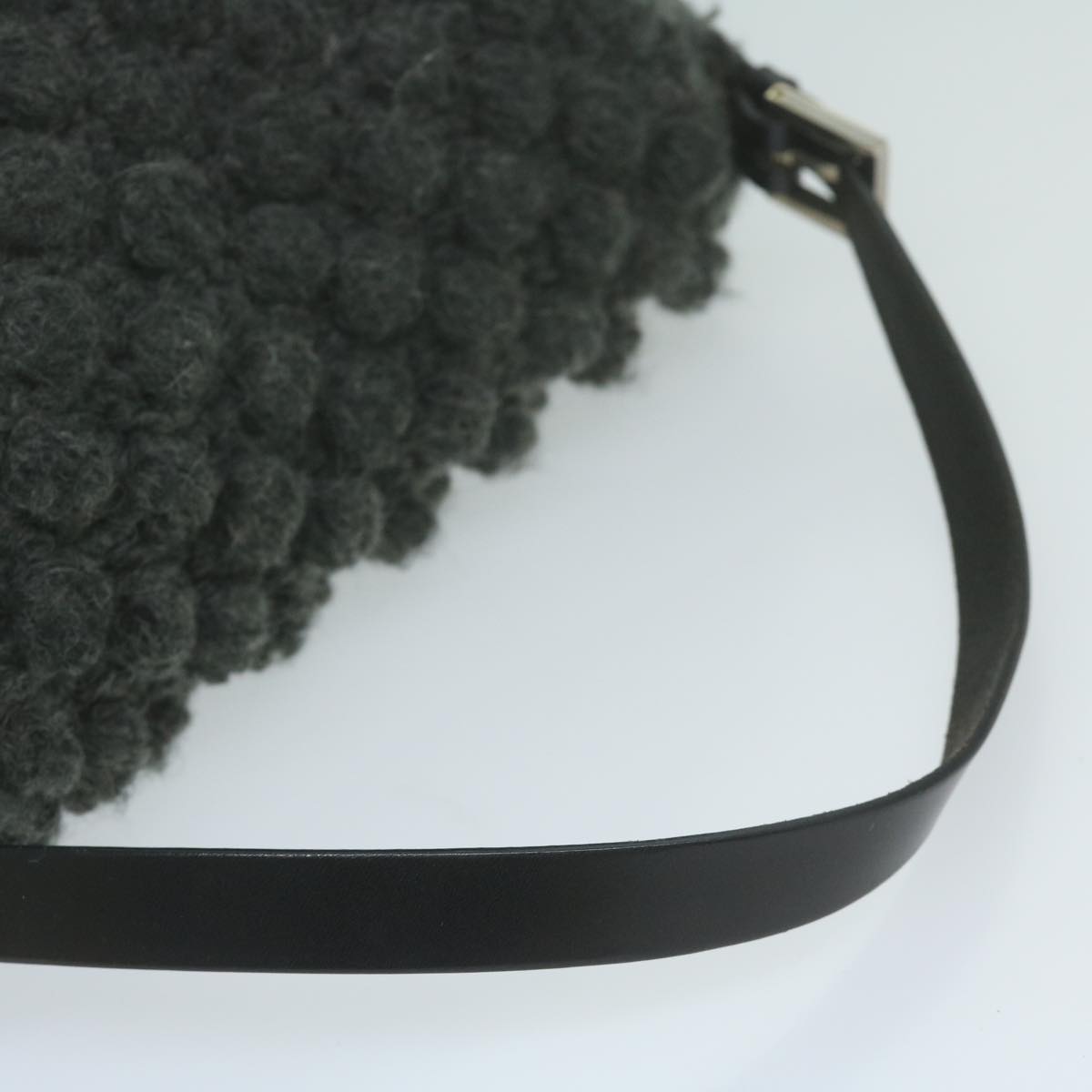 FENDI Mamma Baguette Shoulder Bag Wool Gray yk10246