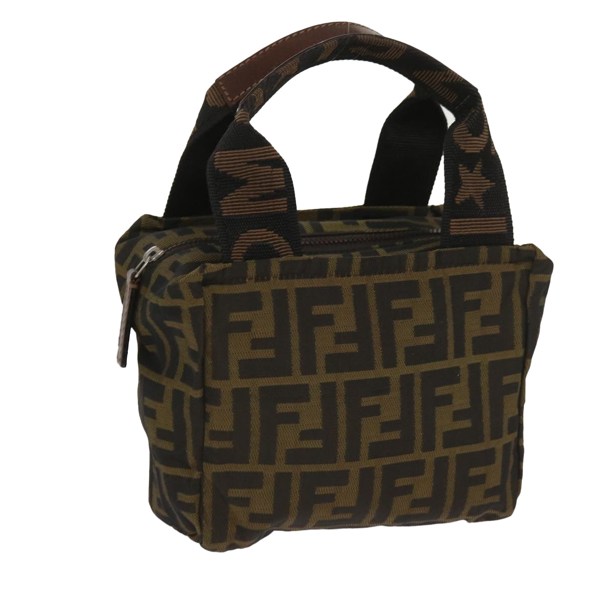 FENDI Zucca Canvas Hand Bag Nylon Brown yk10269
