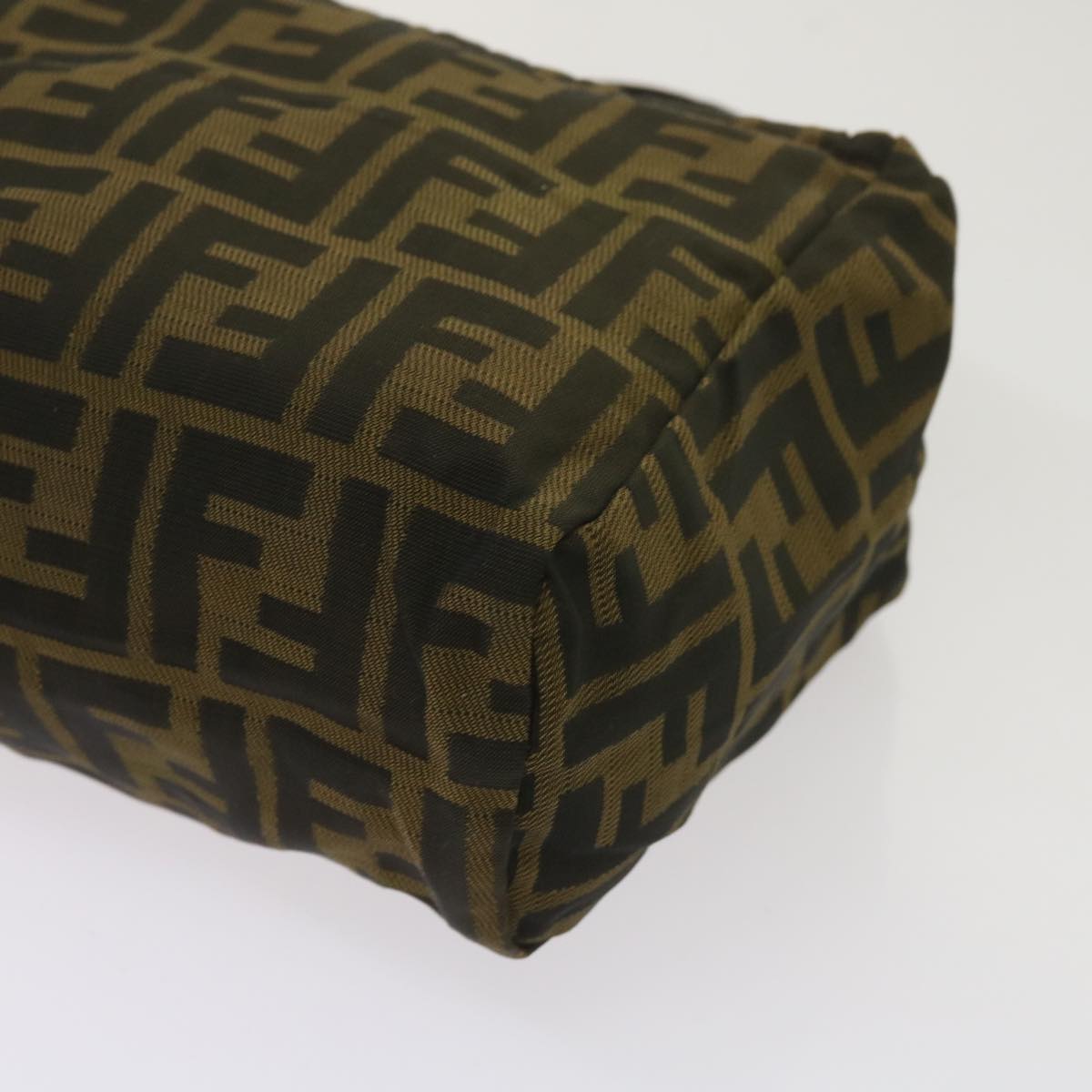 FENDI Zucca Canvas Hand Bag Nylon Brown yk10269