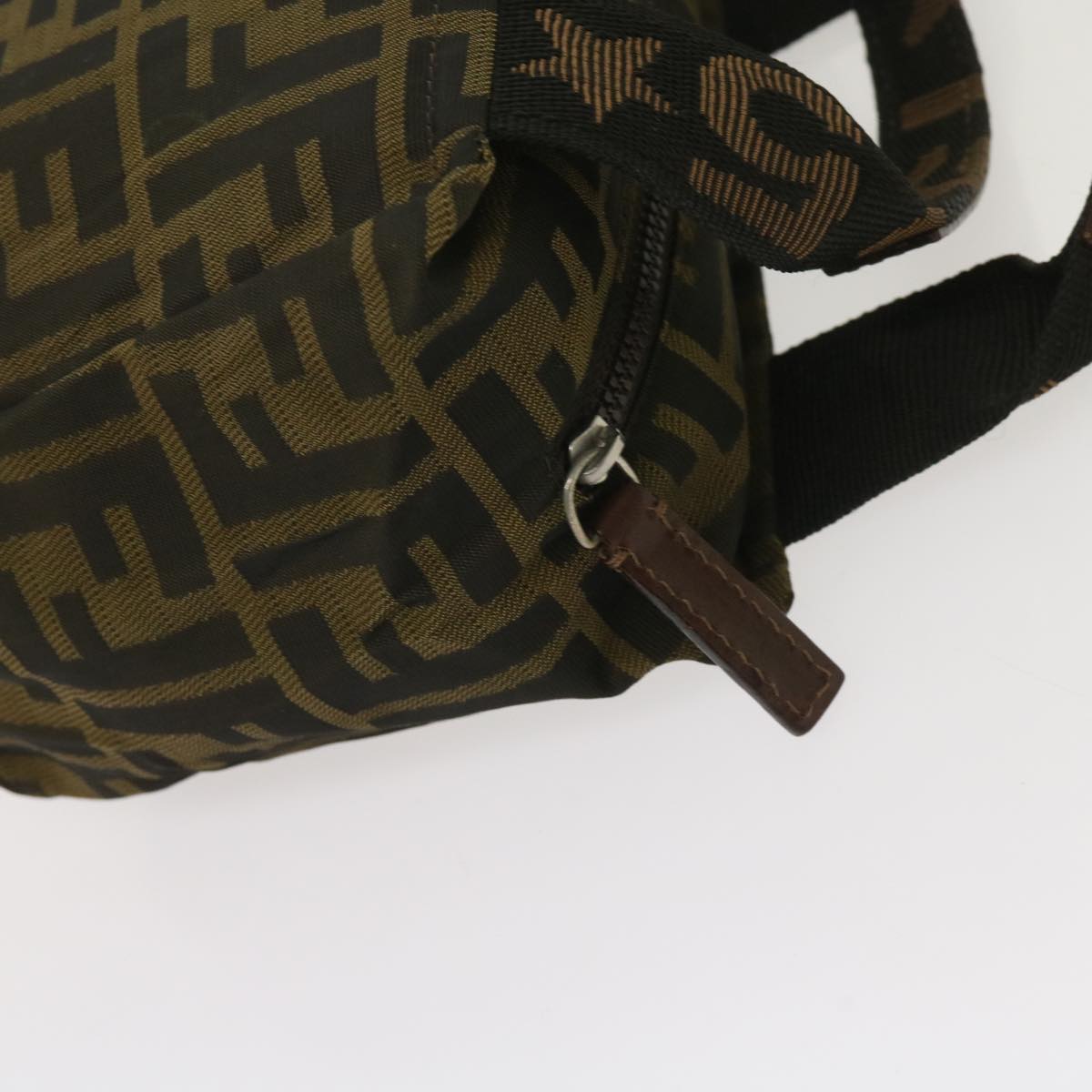 FENDI Zucca Canvas Hand Bag Nylon Brown yk10269