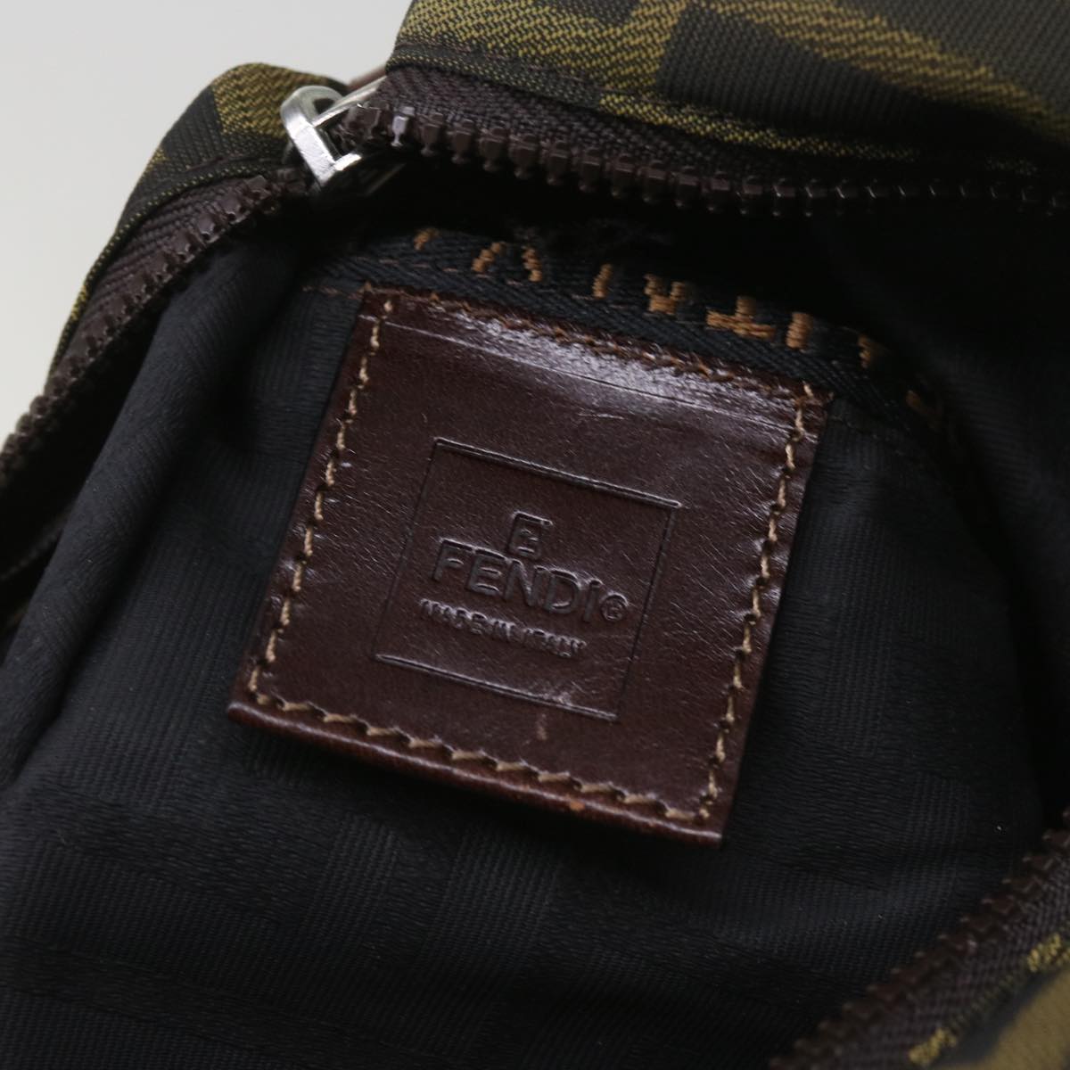 FENDI Zucca Canvas Hand Bag Nylon Brown yk10269