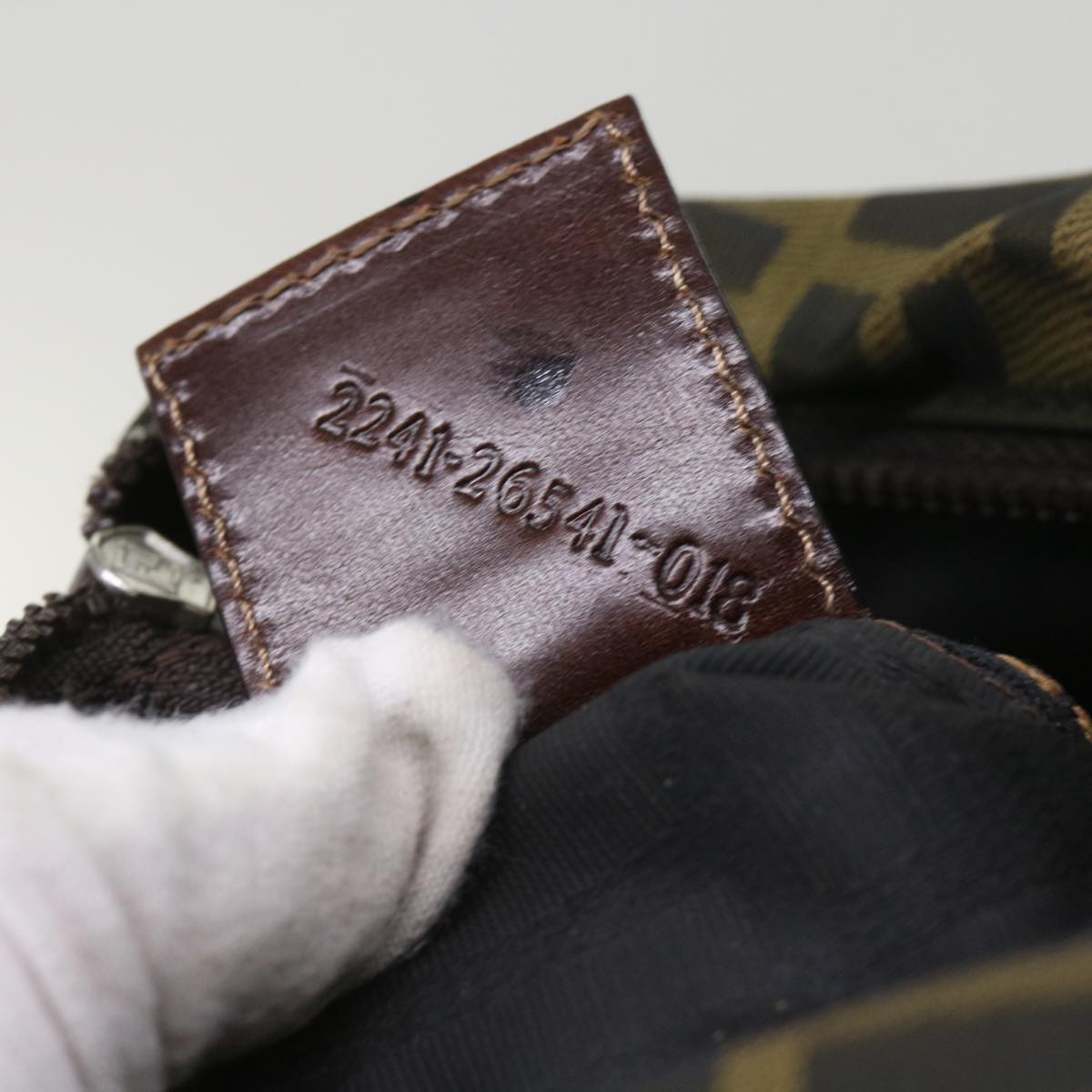 FENDI Zucca Canvas Hand Bag Nylon Brown yk10269