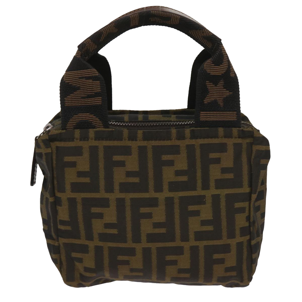 FENDI Zucca Canvas Hand Bag Nylon Brown yk10269