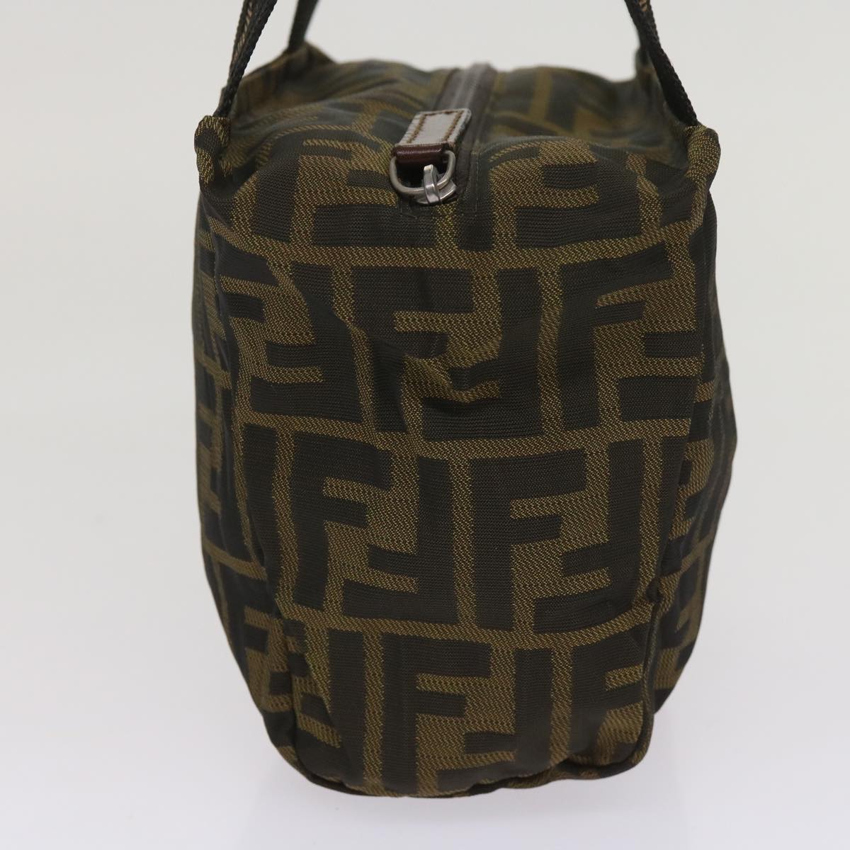 FENDI Zucca Canvas Hand Bag Nylon Brown yk10269