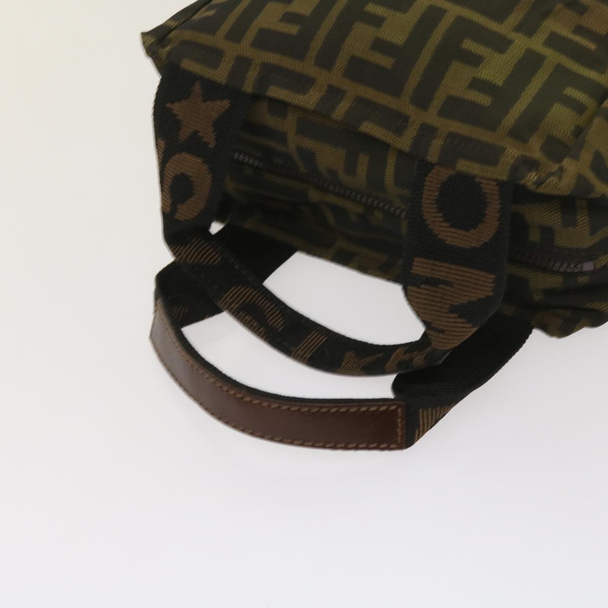 FENDI Zucca Canvas Hand Bag Nylon Brown yk10269