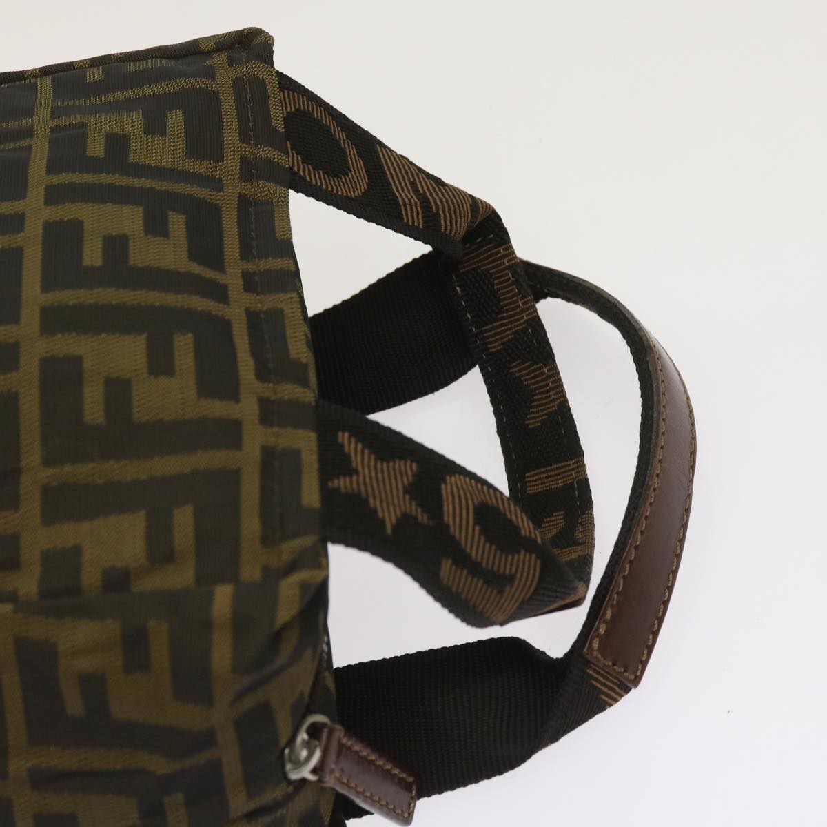 FENDI Zucca Canvas Hand Bag Nylon Brown yk10269