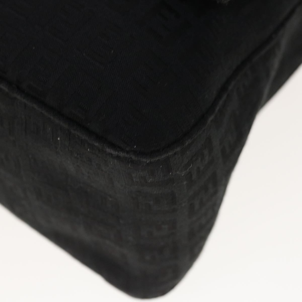 FENDI Zucchino Canvas Mamma Baguette Shoulder Bag Black yk10291