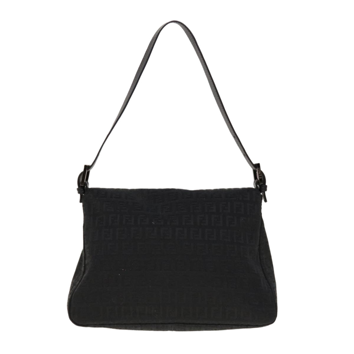 FENDI Zucchino Canvas Mamma Baguette Shoulder Bag Black yk10291
