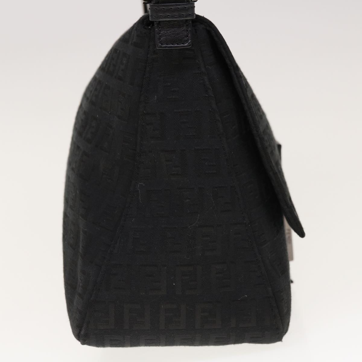 FENDI Zucchino Canvas Mamma Baguette Shoulder Bag Black yk10291