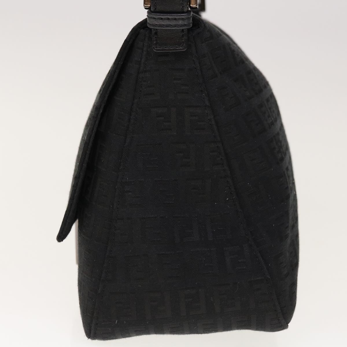FENDI Zucchino Canvas Mamma Baguette Shoulder Bag Black yk10291