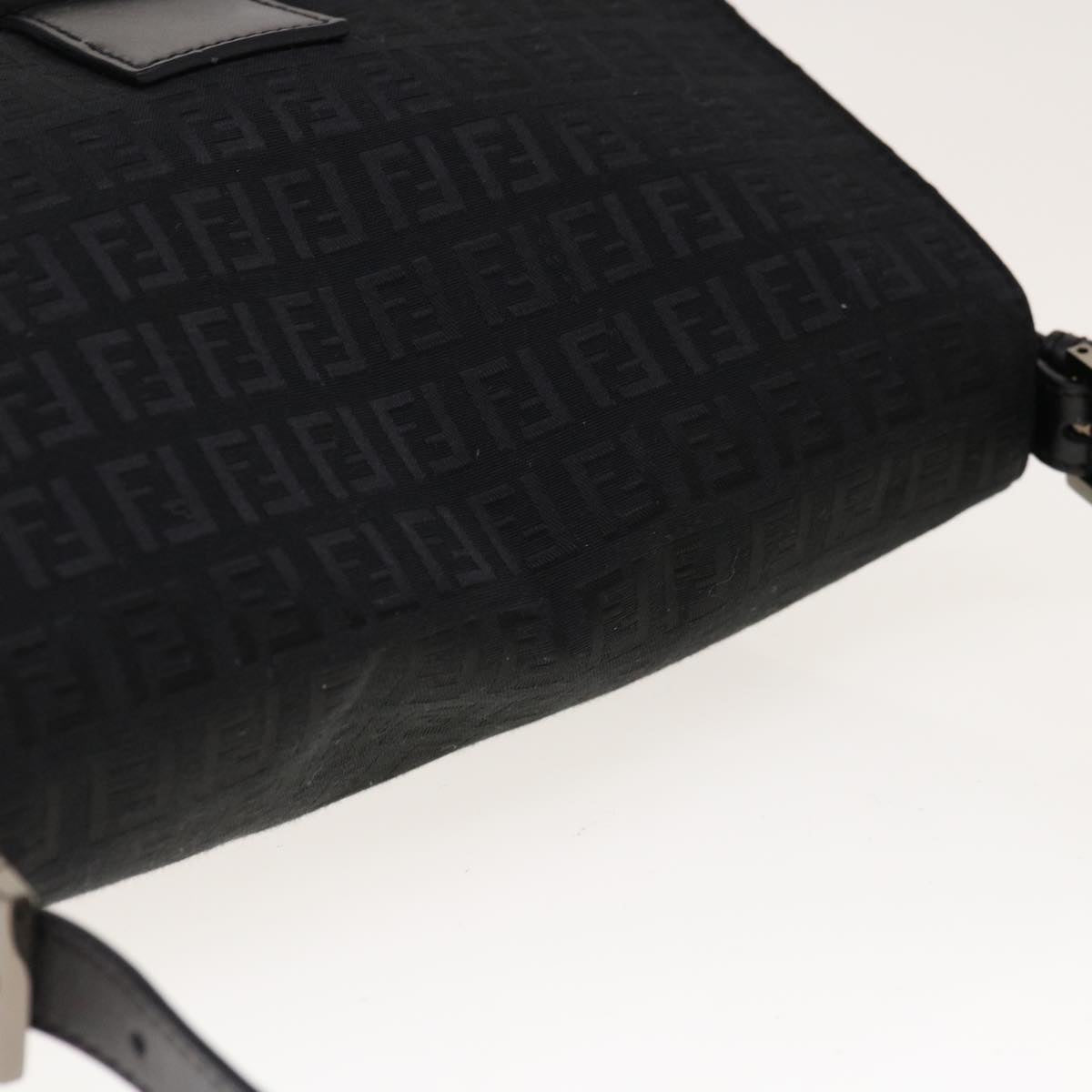 FENDI Zucchino Canvas Mamma Baguette Shoulder Bag Black yk10291