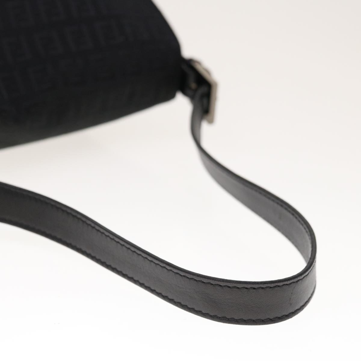 FENDI Zucchino Canvas Mamma Baguette Shoulder Bag Black yk10291