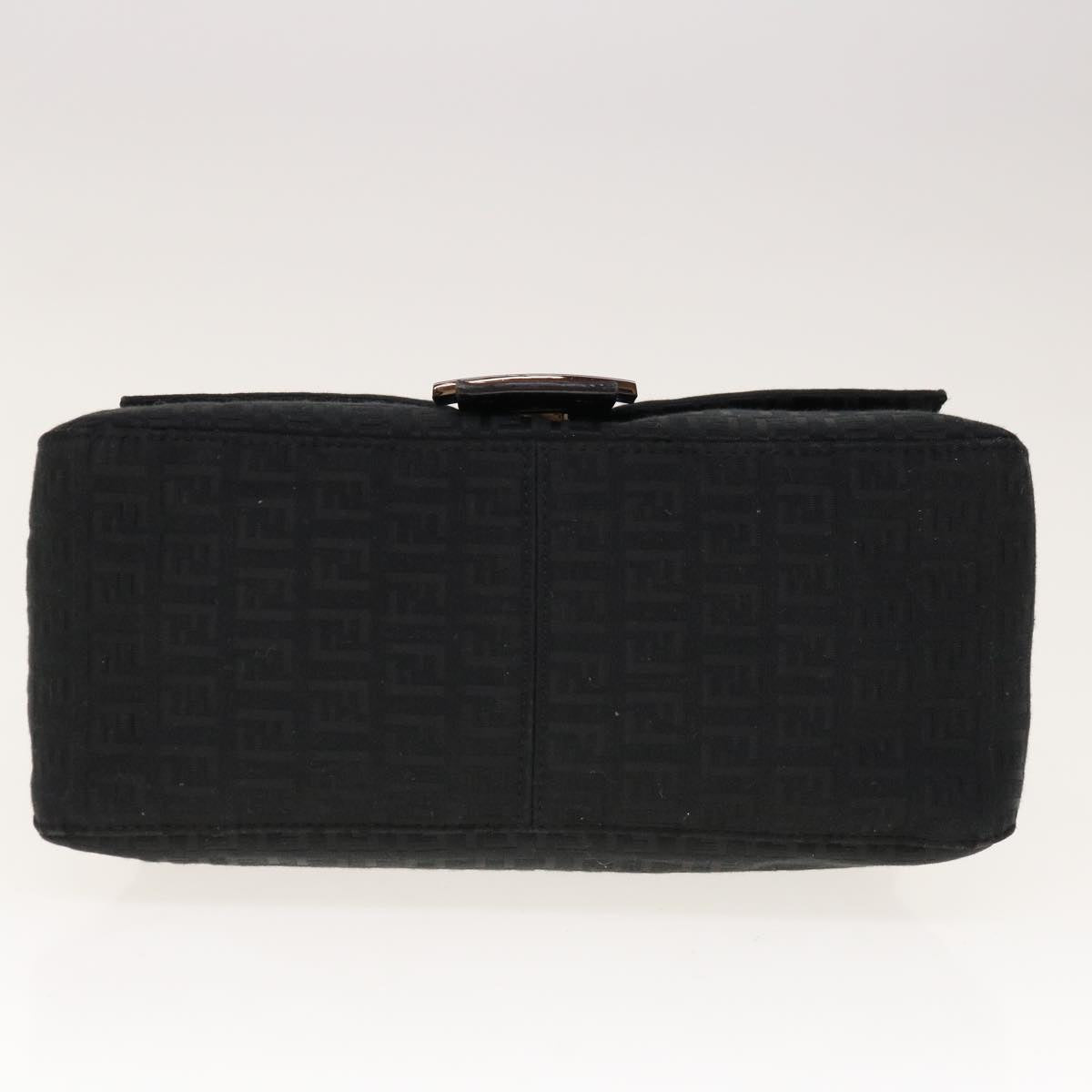 FENDI Zucchino Canvas Mamma Baguette Shoulder Bag Black yk10291