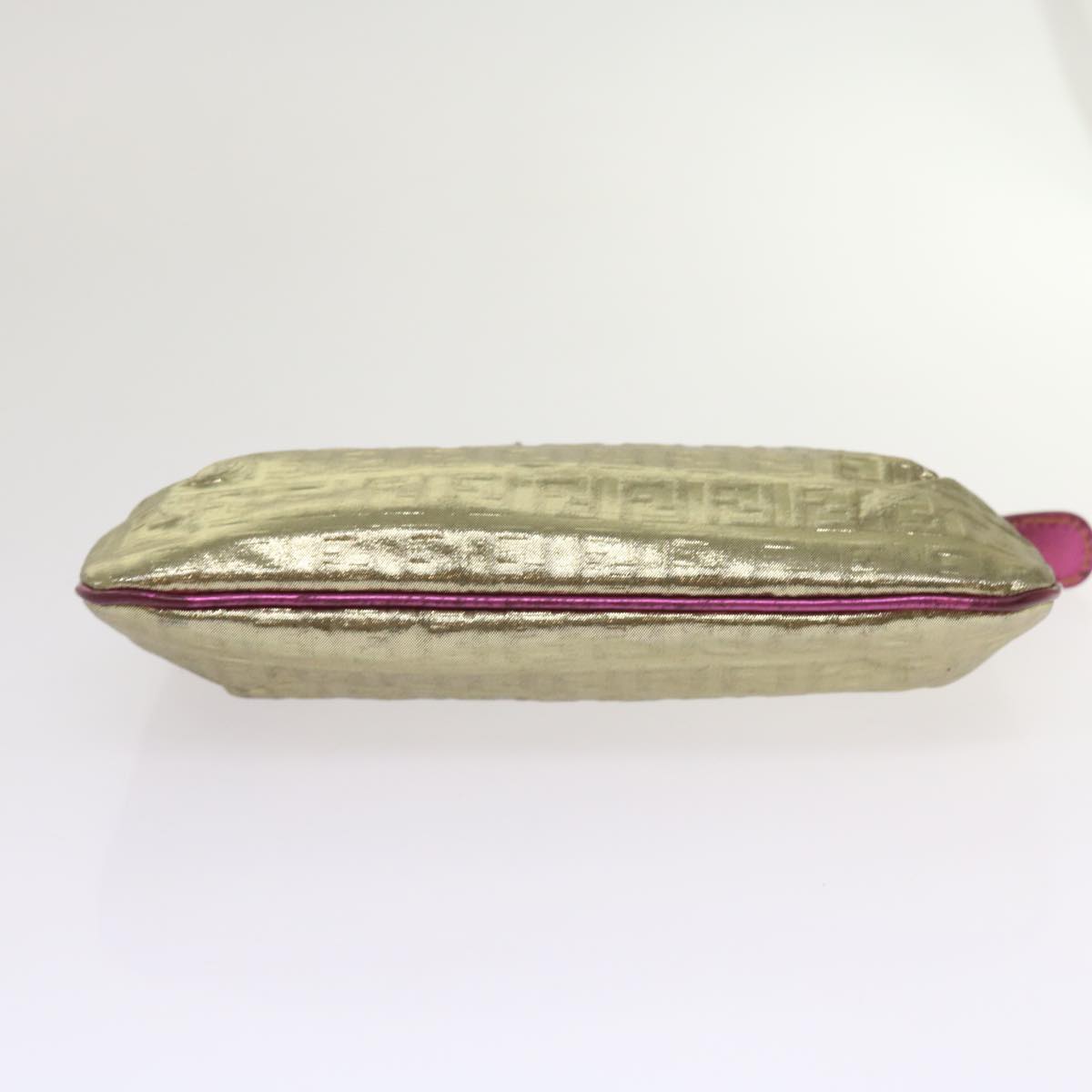 FENDI Zucchino Canvas Shoulder Bag Nylon Gold Pink yk10293