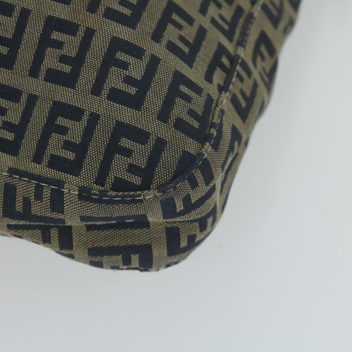 FENDI Zucchino Canvas Mamma Baguette Shoulder Bag Navy yk10314