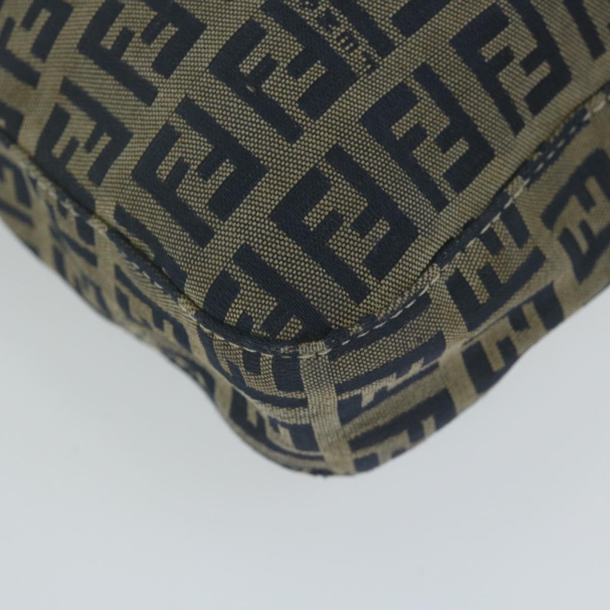 FENDI Zucchino Canvas Mamma Baguette Shoulder Bag Navy yk10314