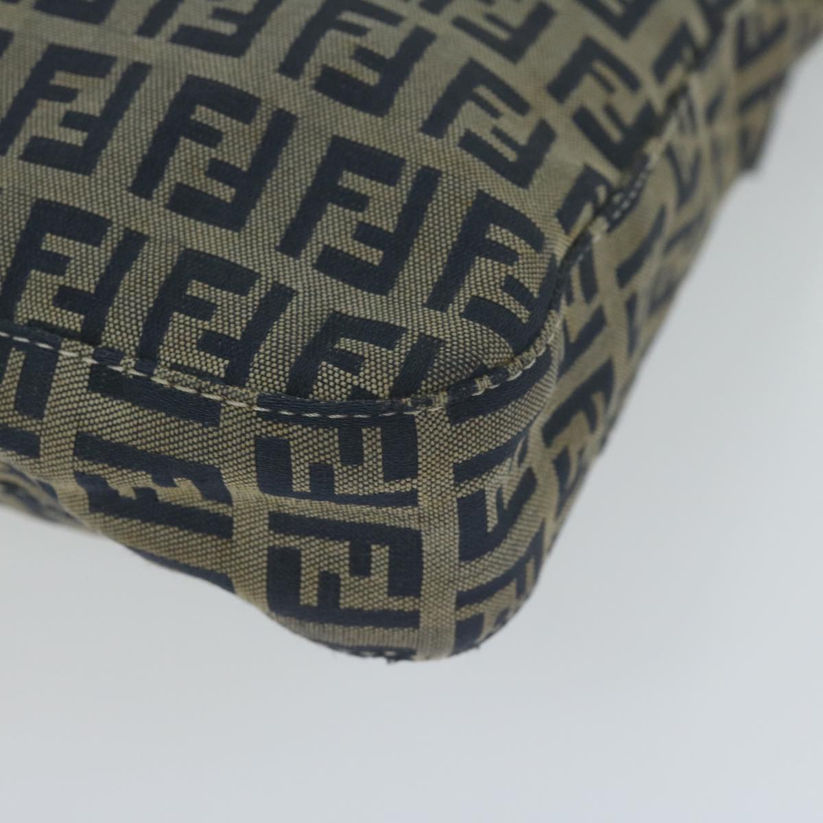 FENDI Zucchino Canvas Mamma Baguette Shoulder Bag Navy yk10314