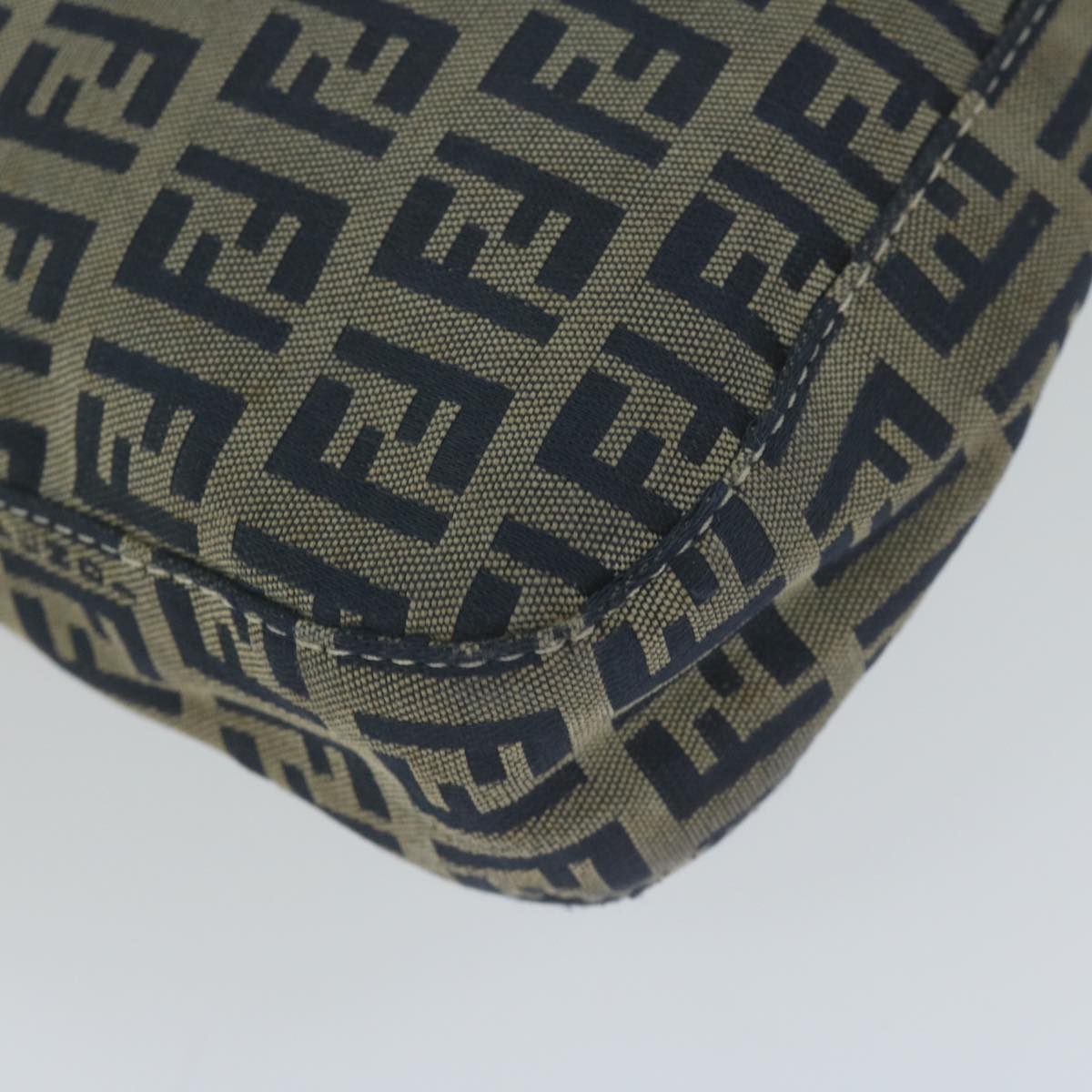FENDI Zucchino Canvas Mamma Baguette Shoulder Bag Navy yk10314