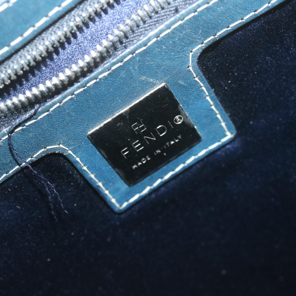 FENDI Zucchino Canvas Mamma Baguette Shoulder Bag Navy yk10314