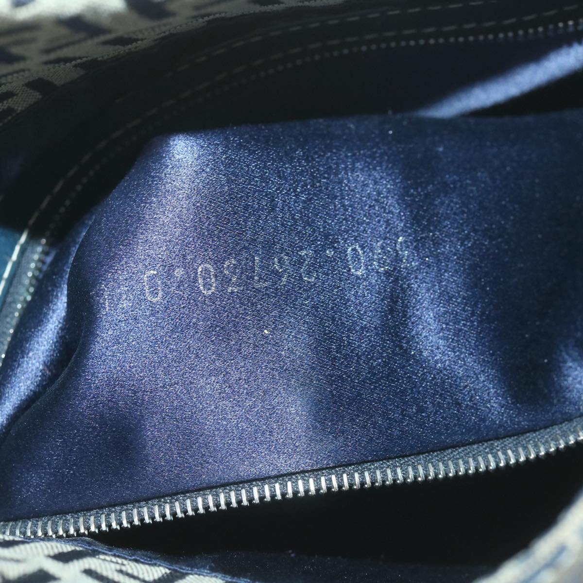 FENDI Zucchino Canvas Mamma Baguette Shoulder Bag Navy yk10314