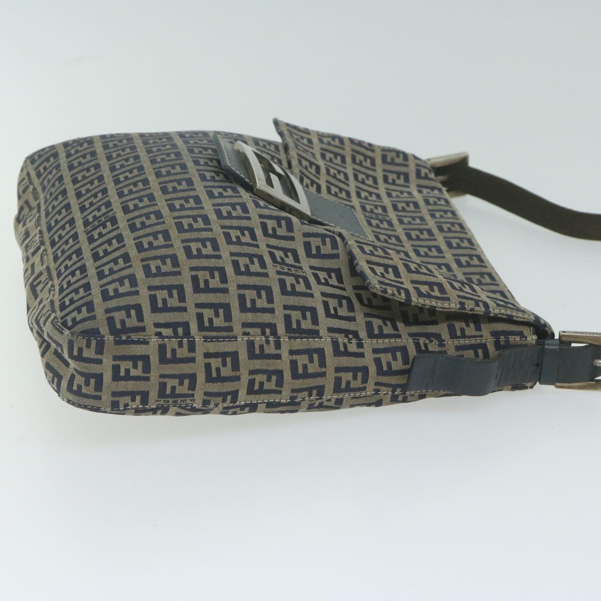 FENDI Zucchino Canvas Mamma Baguette Shoulder Bag Navy yk10314