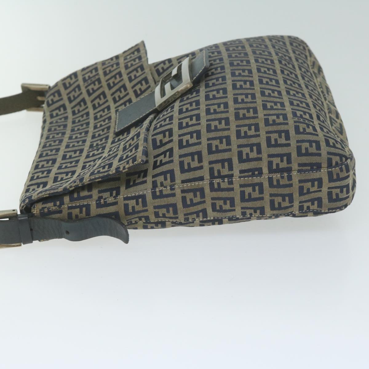 FENDI Zucchino Canvas Mamma Baguette Shoulder Bag Navy yk10314