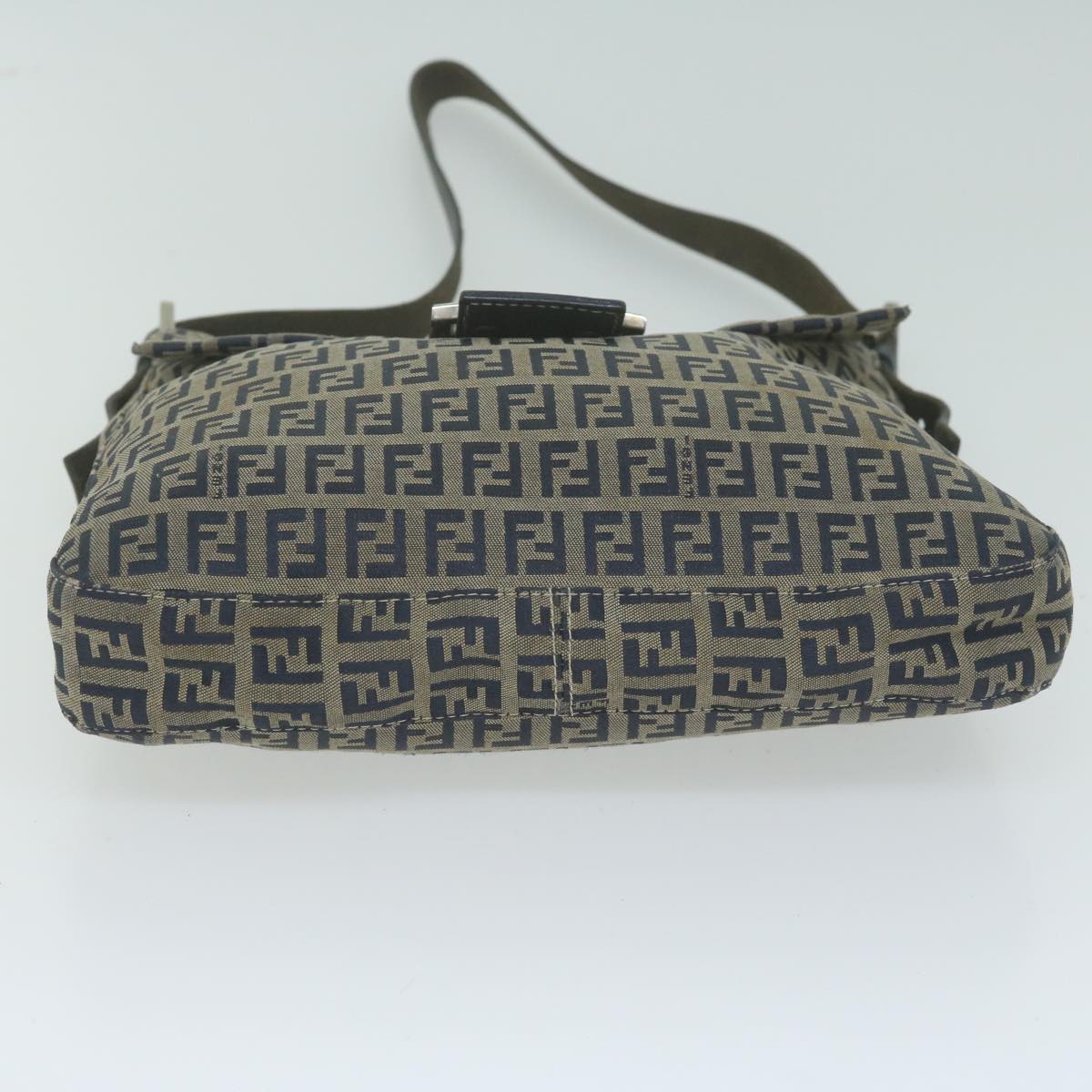 FENDI Zucchino Canvas Mamma Baguette Shoulder Bag Navy yk10314