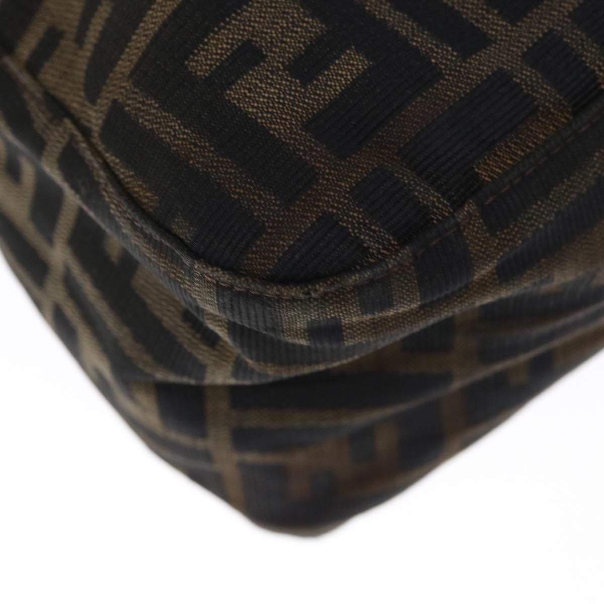 FENDI Zucca Canvas Mamma Baguette Shoulder Bag Brown Black yk10323