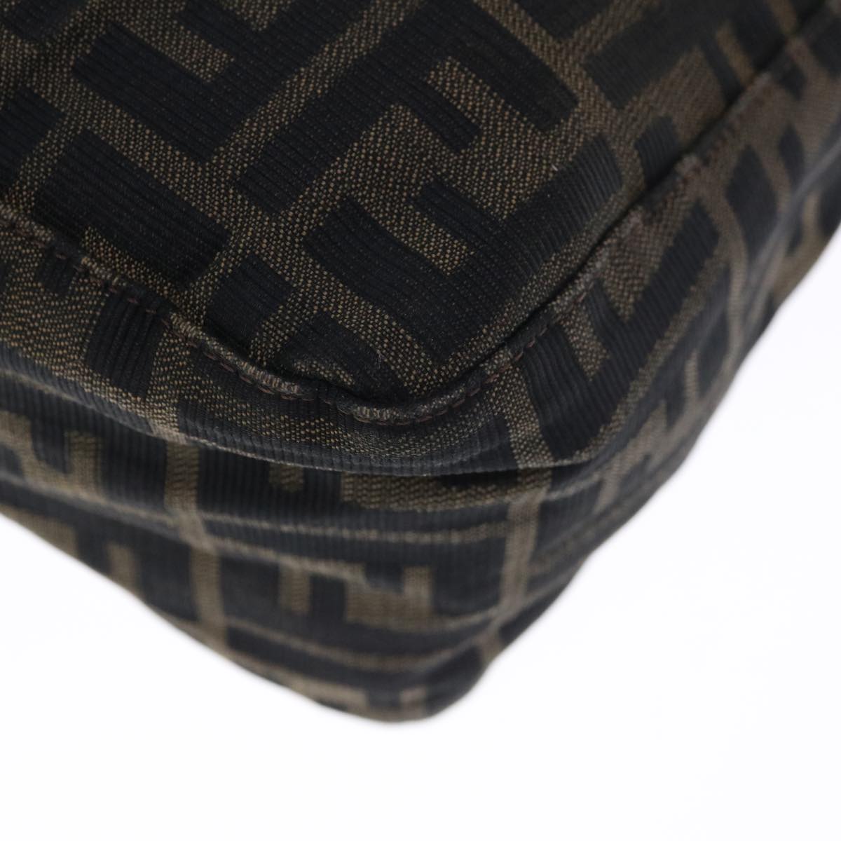 FENDI Zucca Canvas Mamma Baguette Shoulder Bag Brown Black yk10323